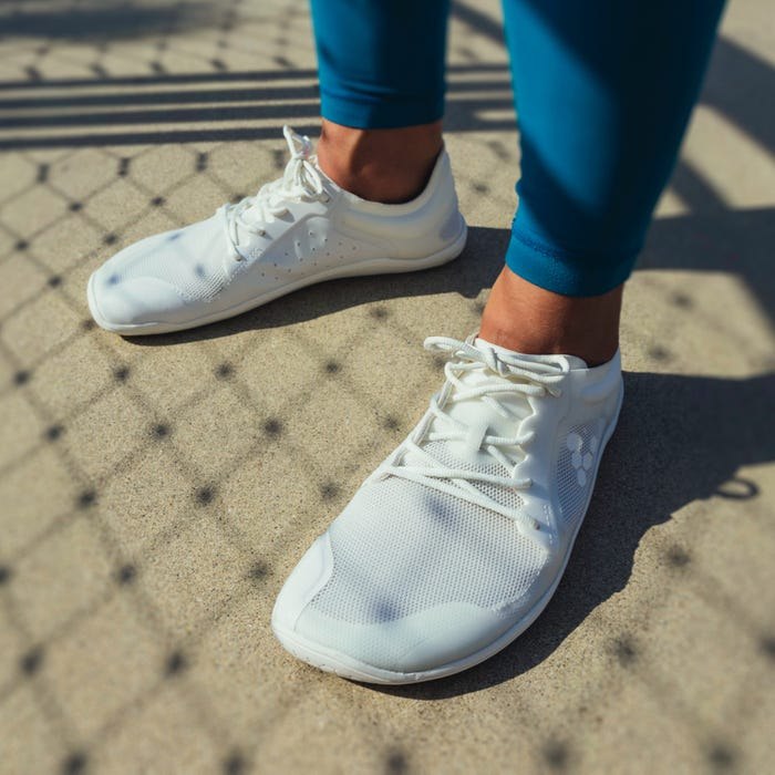Lightweight white barefoot mesh shoe