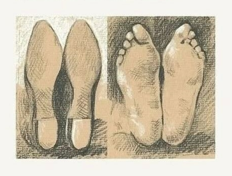 Shoe feet - illustration of compressed, narrowed foot shape